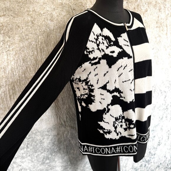 I'cona Black and White Zip Sweater EUC - Medium - Picture 2 of 9